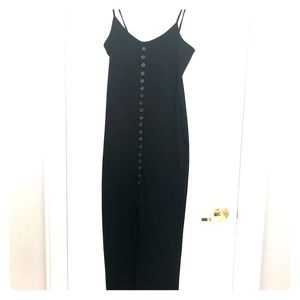 Long black ribbed maxi dress